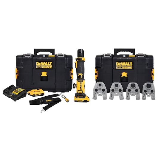 极速168赛车一分钟实时开奖网 Compact Inline Press Tool with two Tough System boxes, two batteries, charger, strap, cord, and jaws