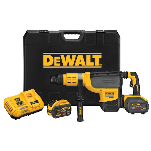 Brushless, cordless SDS MAX combination rotary hammer with its complete kit