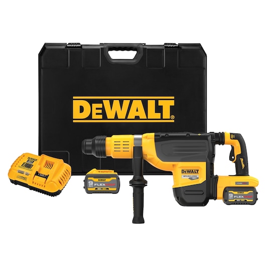 60 volt 2 inch brushless cordless S D S combination rotary hammer full kit.