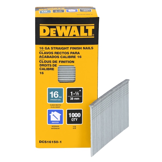 16GA Straight Finish Nails - 1-1/2" (1,000 Pack) packaging shot