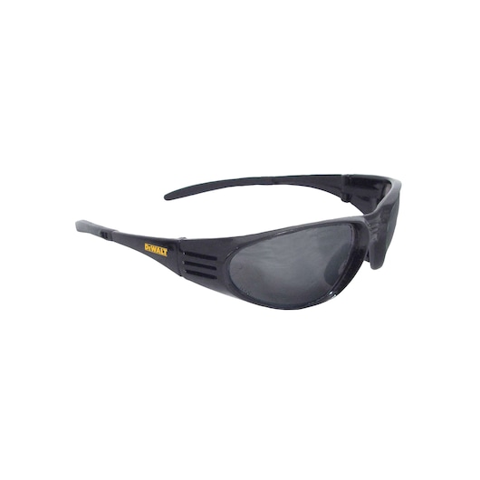 Profile of DEWALT ventilator safety glasses with black lens